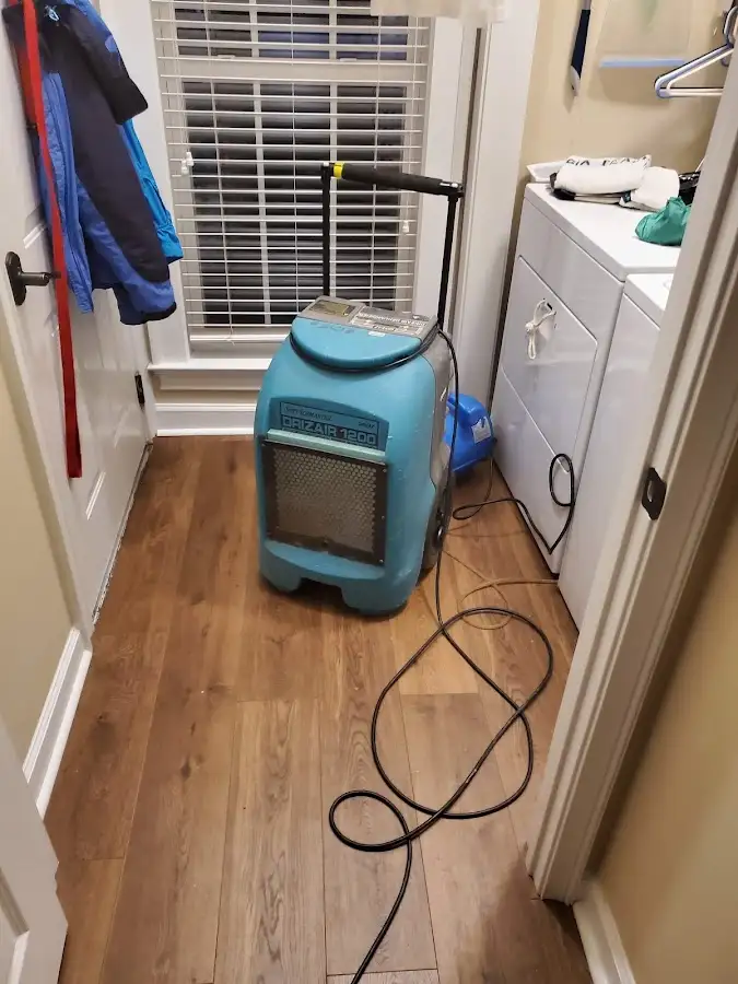 Commercial dehumidifier deployed for Flood Damage Cleanup in Oak Brook