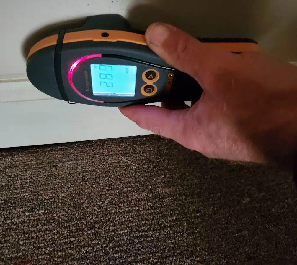 Moisture detection at baseboard during Mold Inspection & Testing in Oak Brook